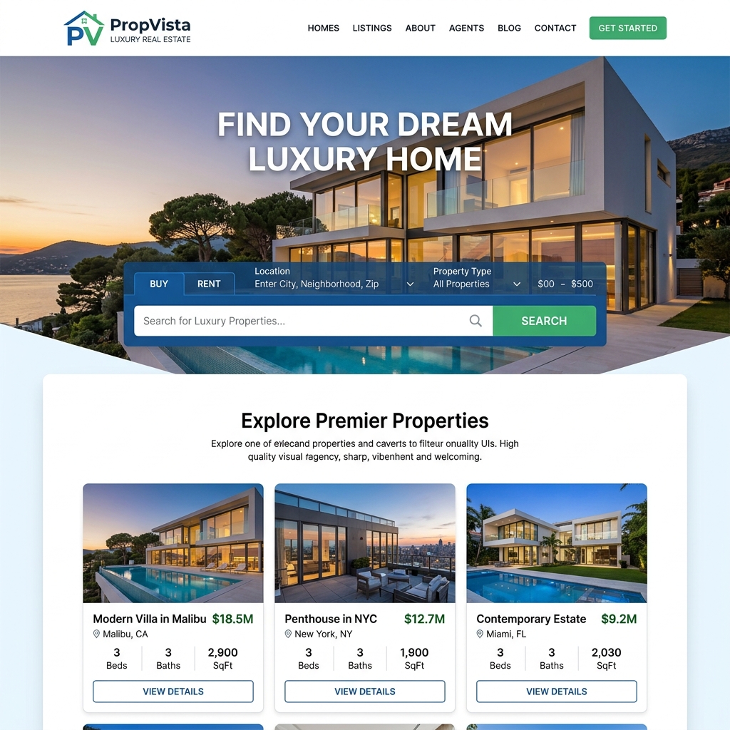 PropVista Real Estate Website